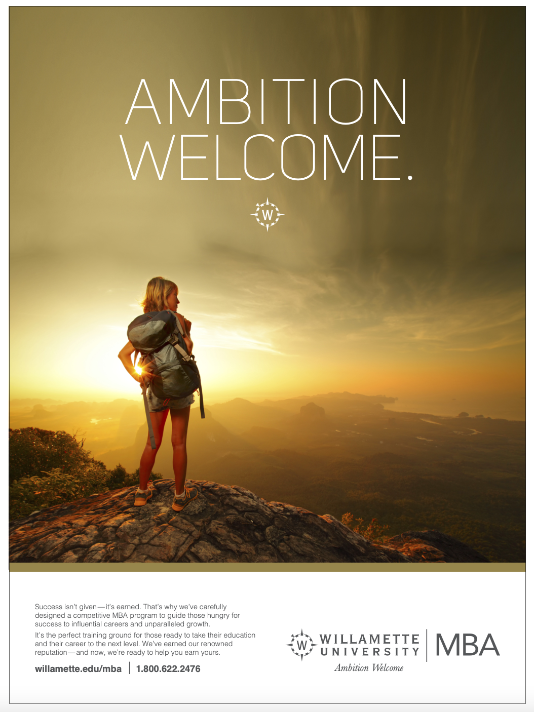 Willamette MBA "Ambition Wanted" Print Ad